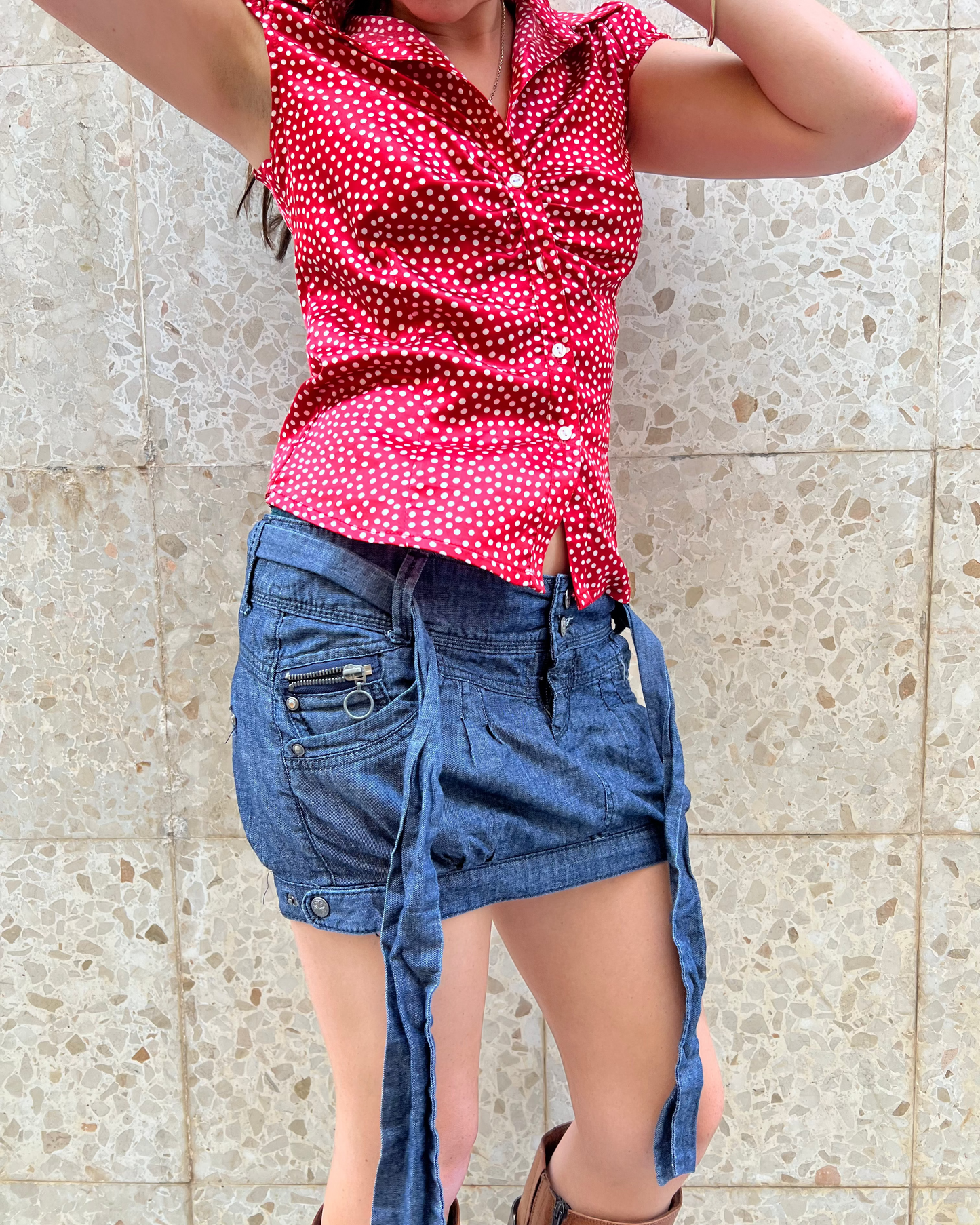 Dark denim mini skirt