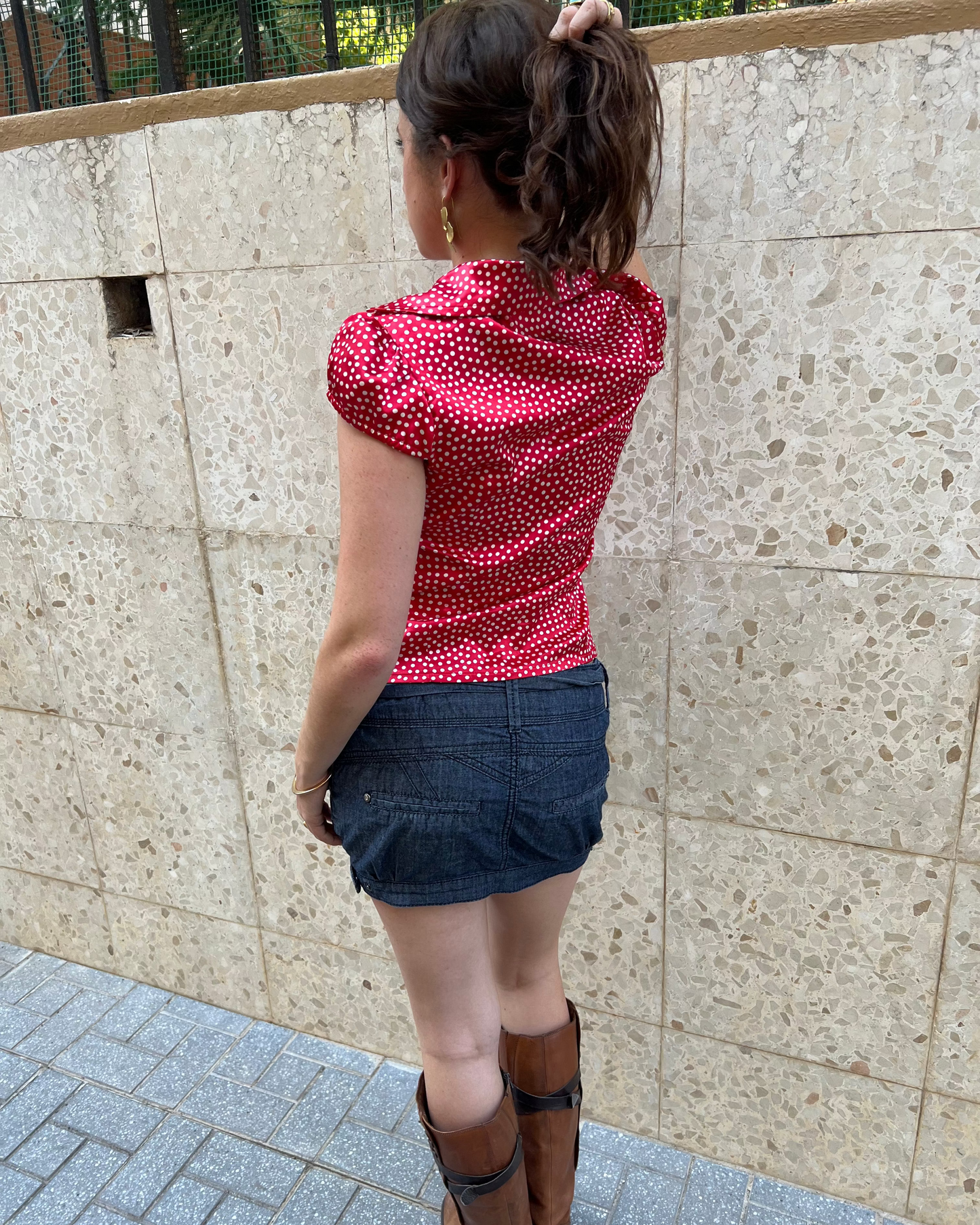 Dark denim mini skirt