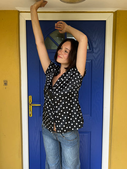 Vintage polka dot blouse, M