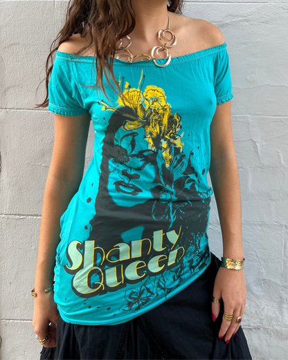 Graphic 'Shanty Queen' wrap top