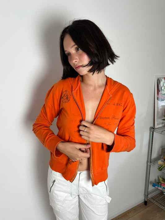 Pepe jeans orange hooded zip up, L
