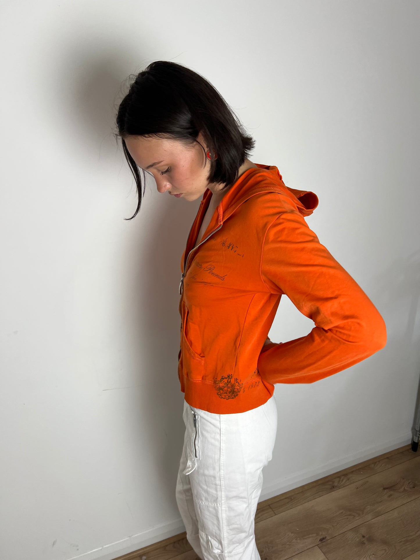 Pepe jeans orange hooded zip up, L