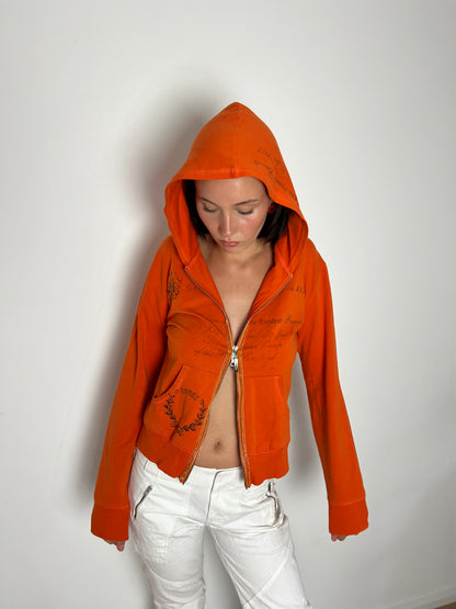 Pepe jeans orange hooded zip up, L