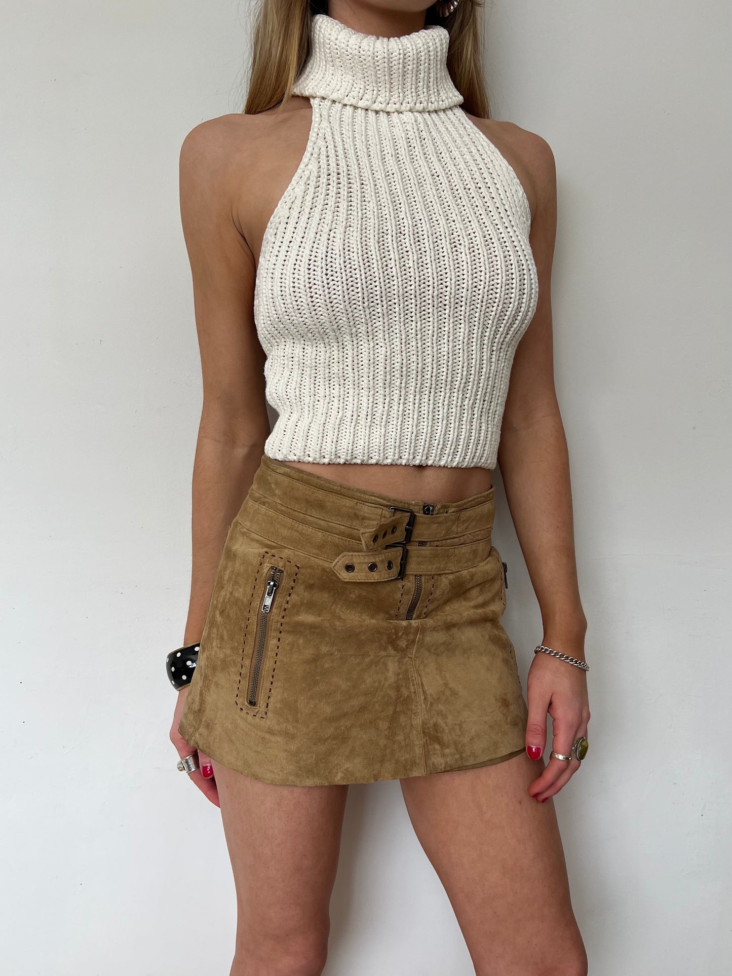 suede mini skirt, S