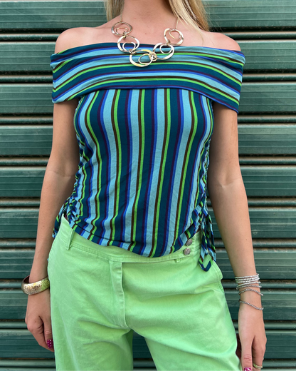 Striped off the shoulder top