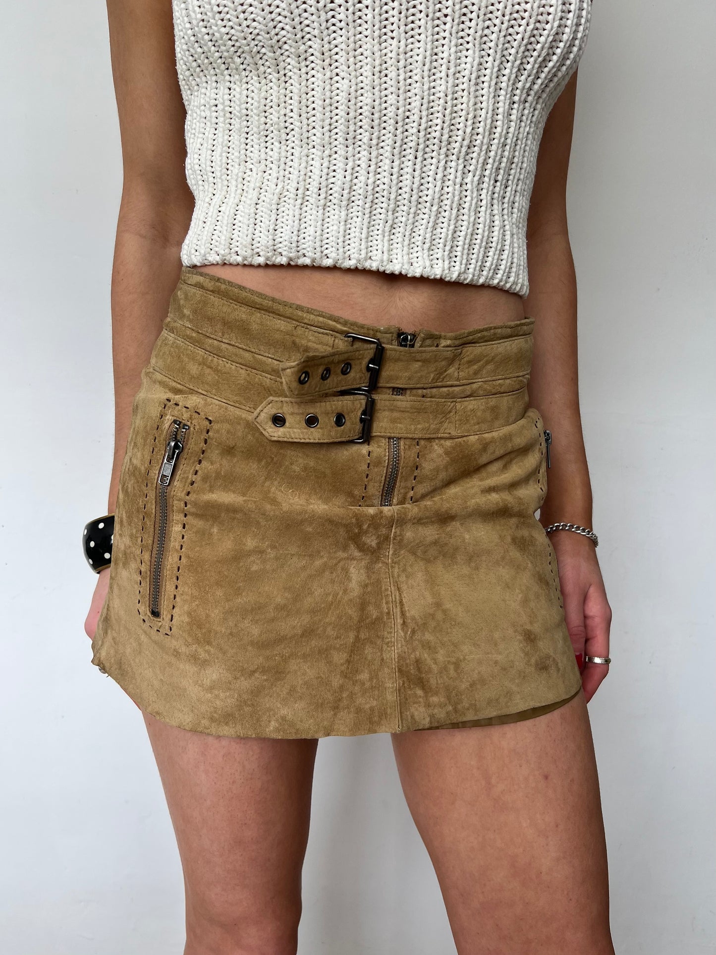 suede mini skirt, S
