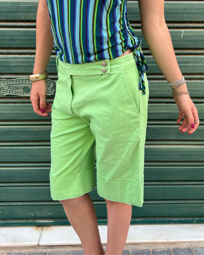 Green capri style shorts