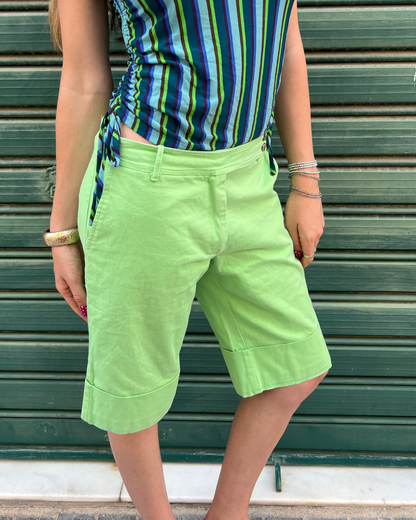 Green capri style shorts