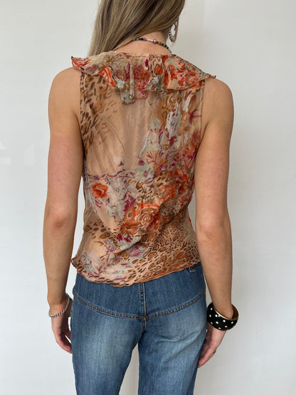 silk sequin top, M