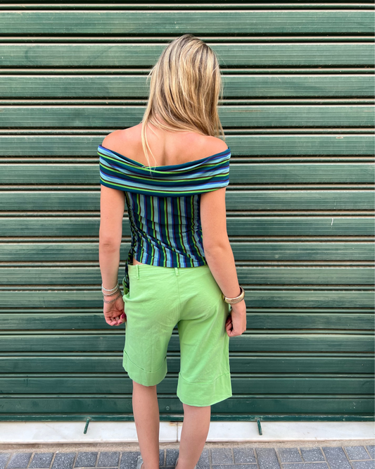 Green capri style shorts