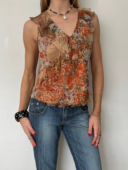 silk sequin top, M