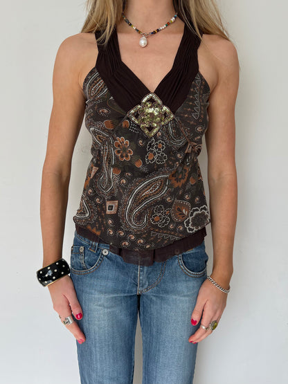 paisley sequin top, M