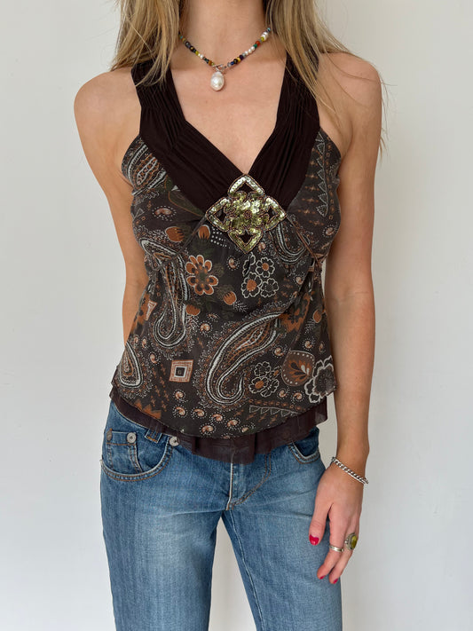 paisley sequin top, M