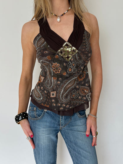 paisley sequin top, M