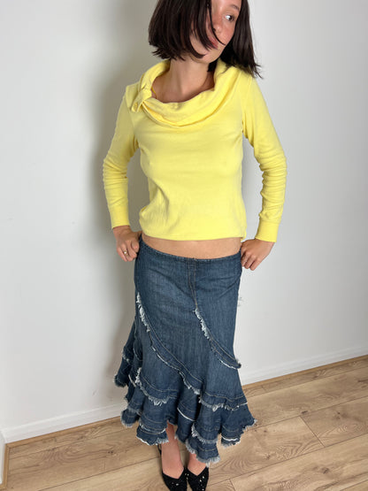 Vintage denim asymmetrical skirt, M