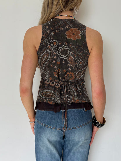 paisley sequin top, M