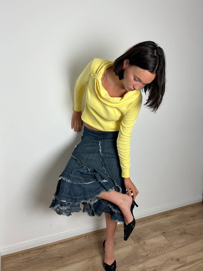 Vintage denim asymmetrical skirt, M