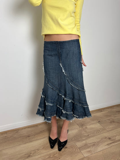 Vintage denim asymmetrical skirt, M