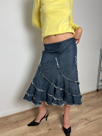 Vintage denim asymmetrical skirt, M