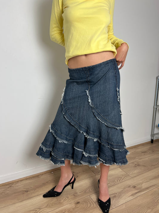 Vintage denim asymmetrical skirt, M