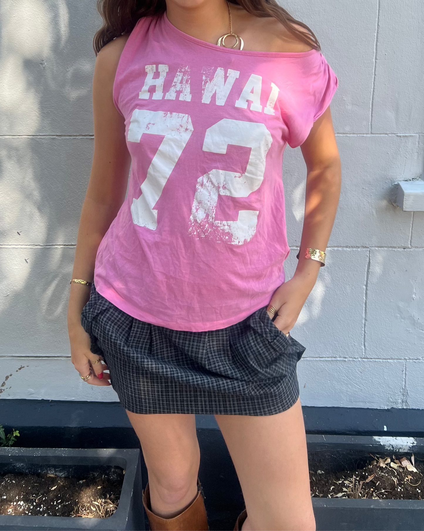 Pink graphic 'Hawai 72' tank top