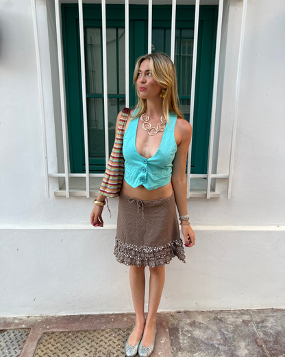 Blue button up waistcoat