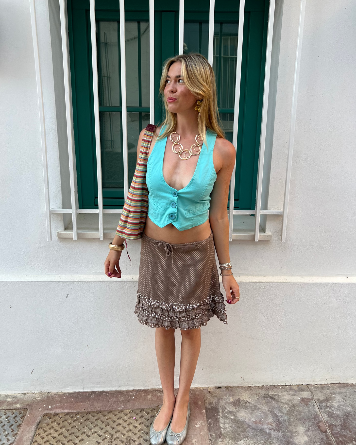 Brown polka dot skirt