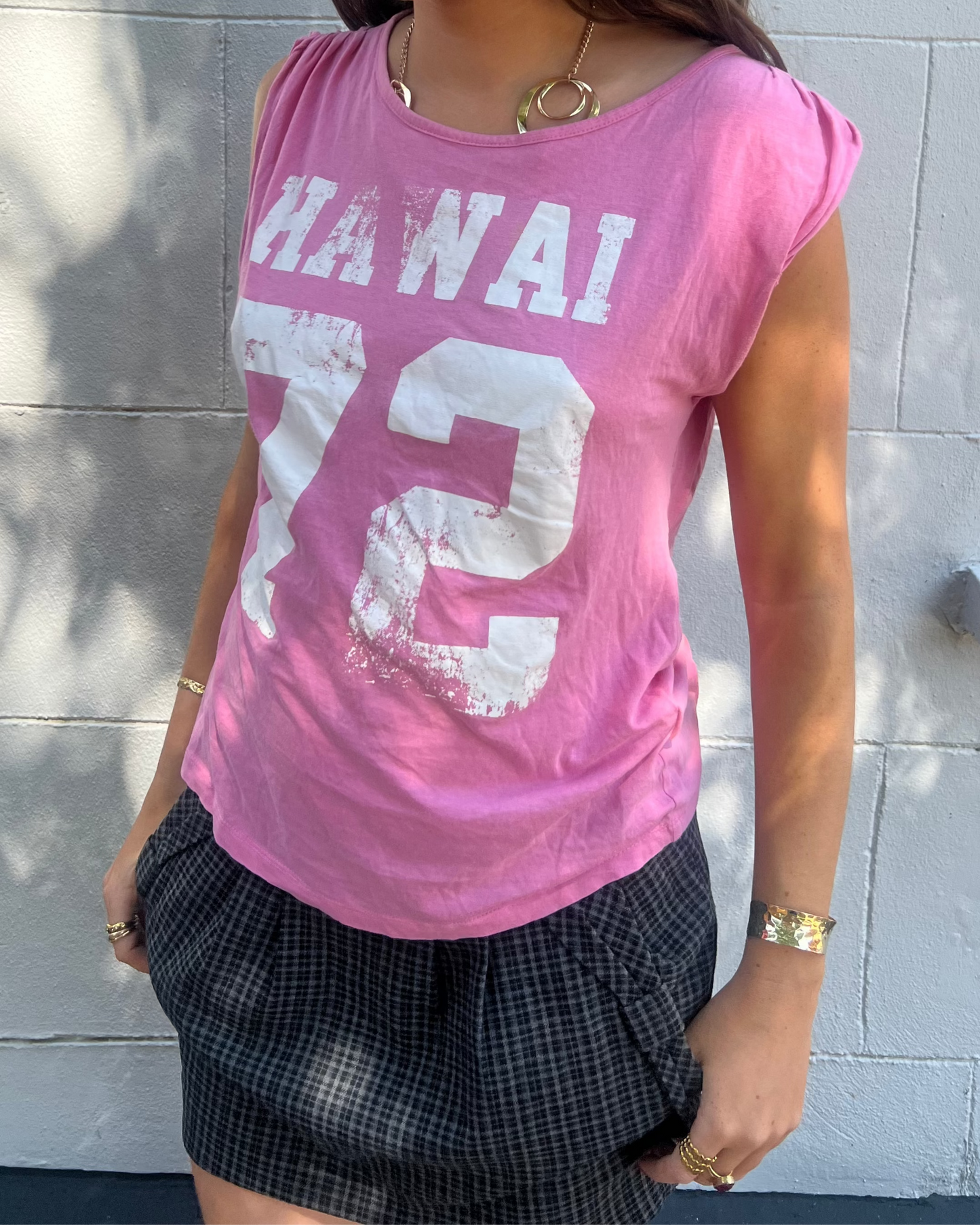 Pink graphic 'Hawai 72' tank top