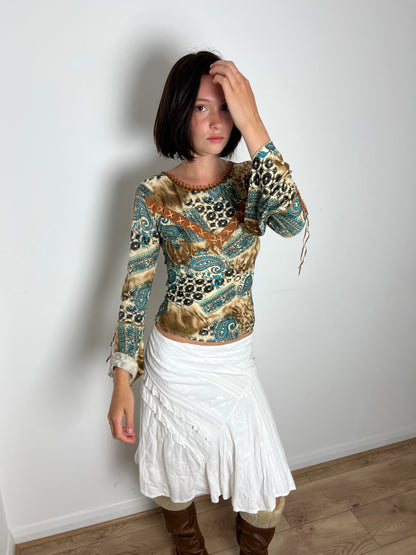 Vintage paisley print top, S