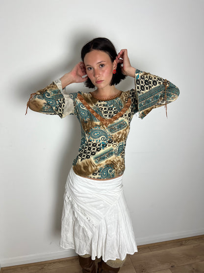 Vintage paisley print top, S