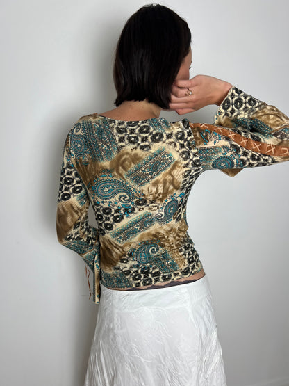 Vintage paisley print top, S