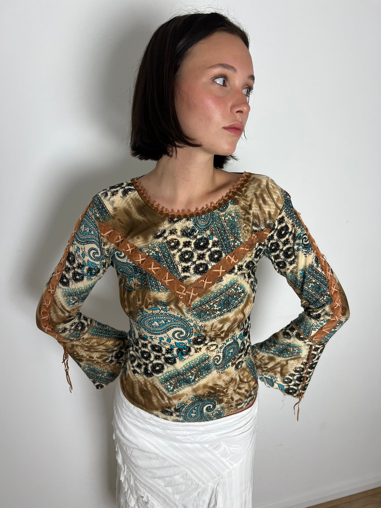 Vintage paisley print top, S