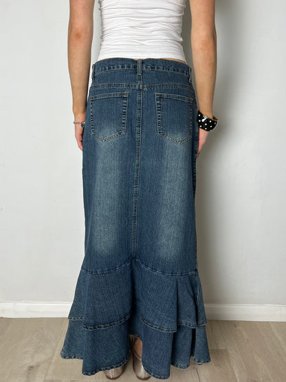 denim maxi skirt, M
