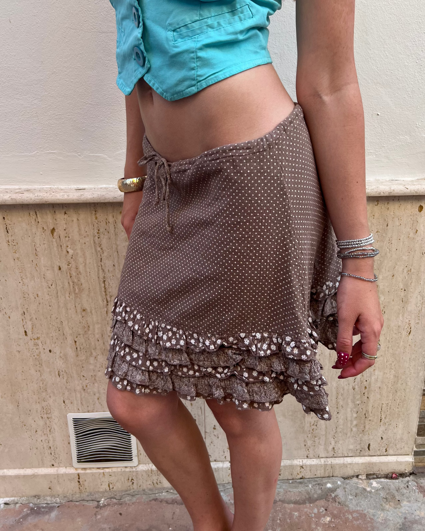 Brown polka dot skirt