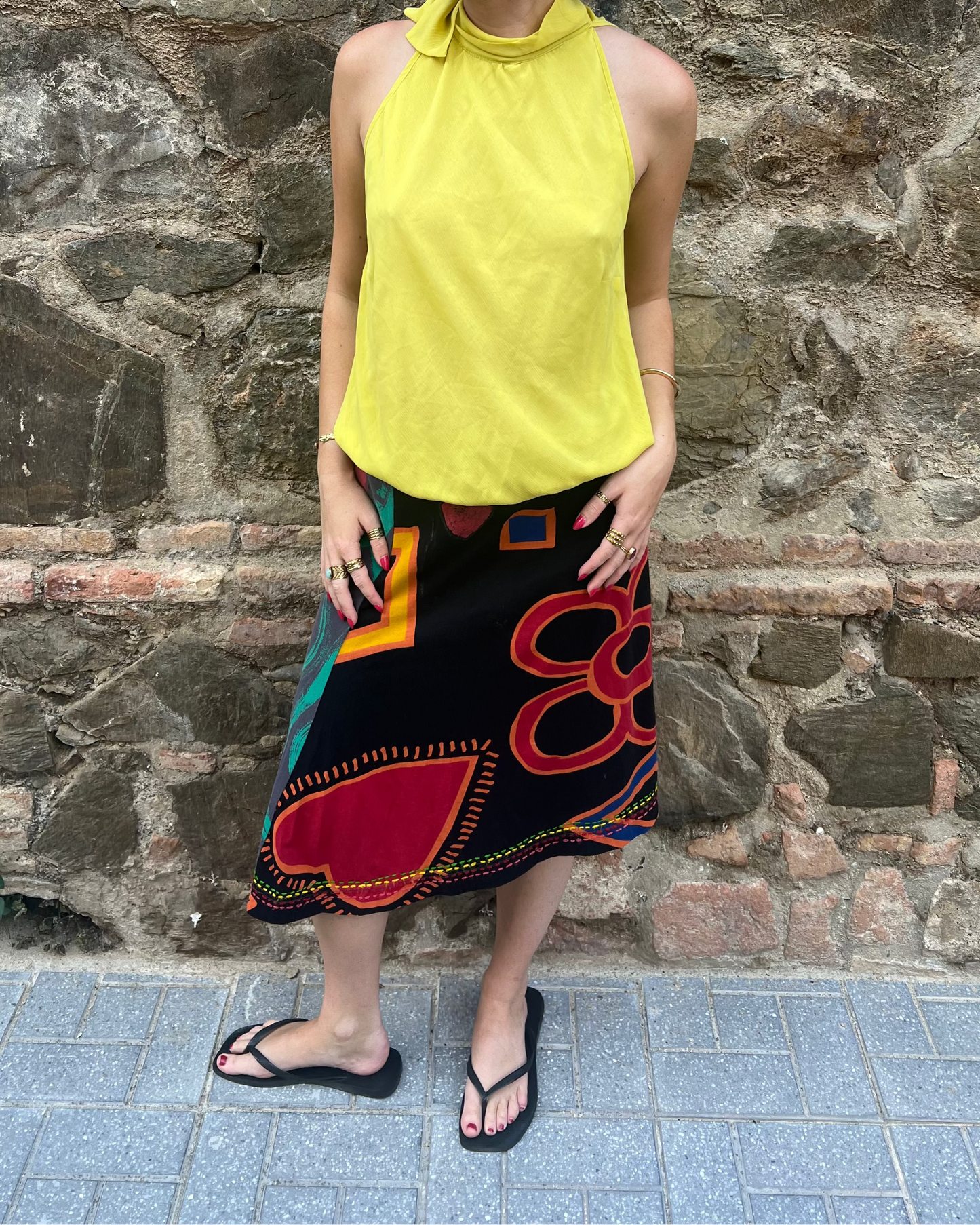 Desigual graphic midi skirt