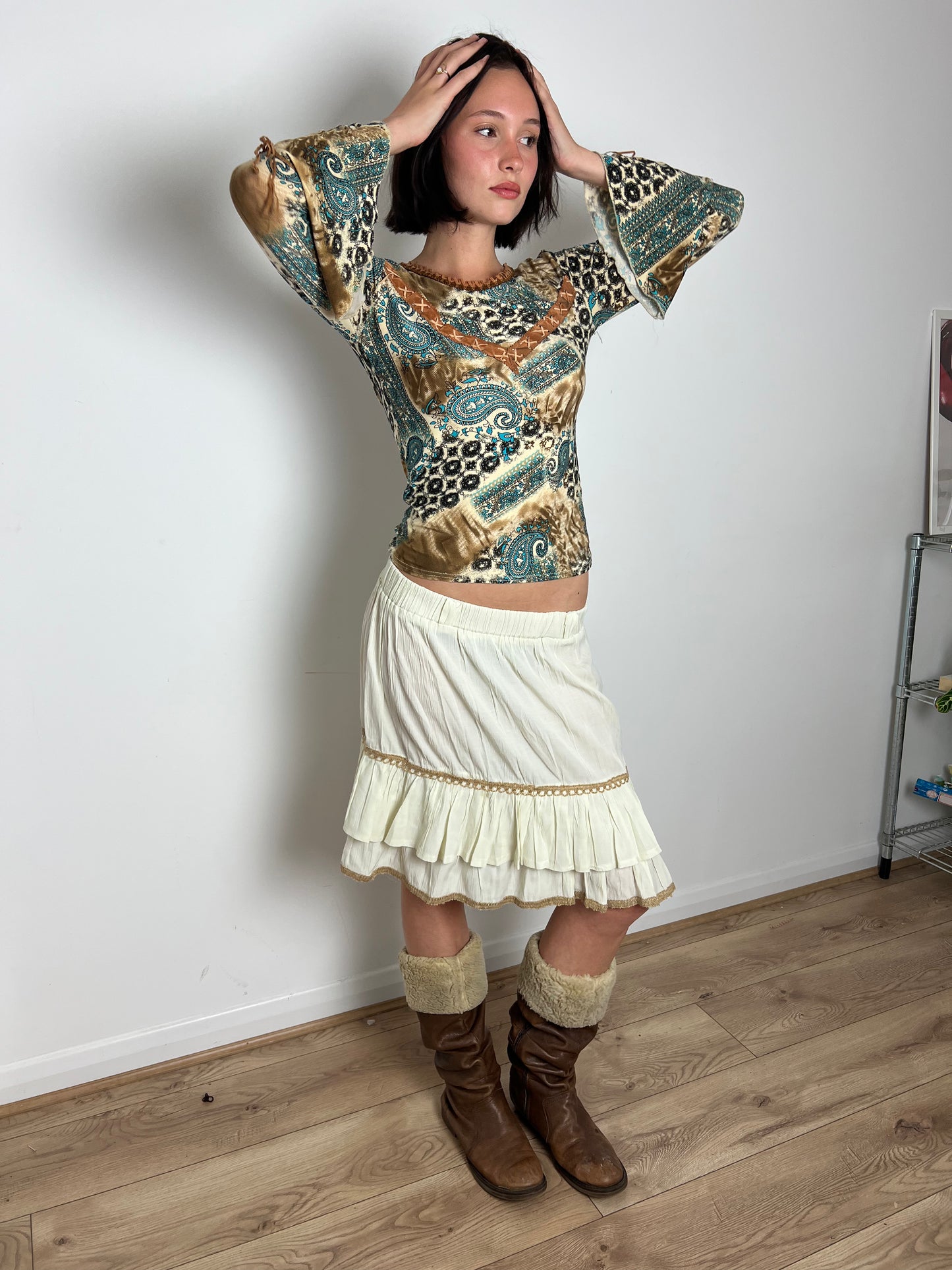 Vintage tiered ruffle skirt, S