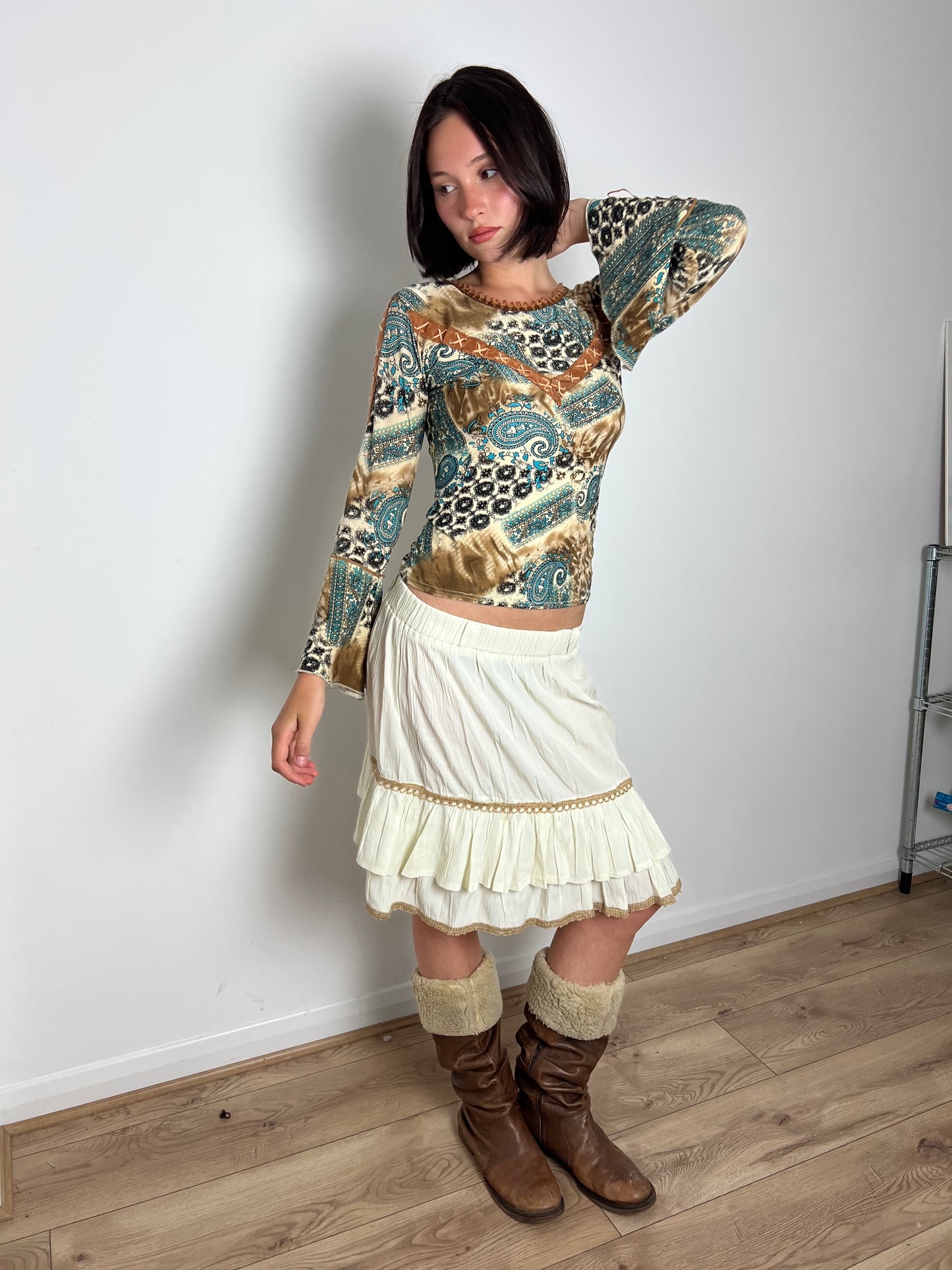 Vintage tiered ruffle skirt, S