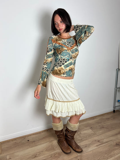 Vintage tiered ruffle skirt, S