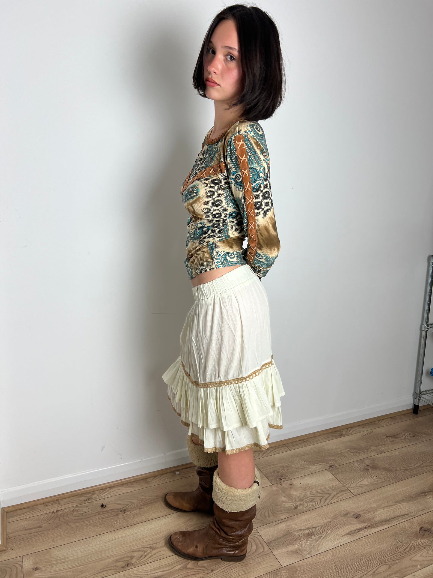 Vintage tiered ruffle skirt, S
