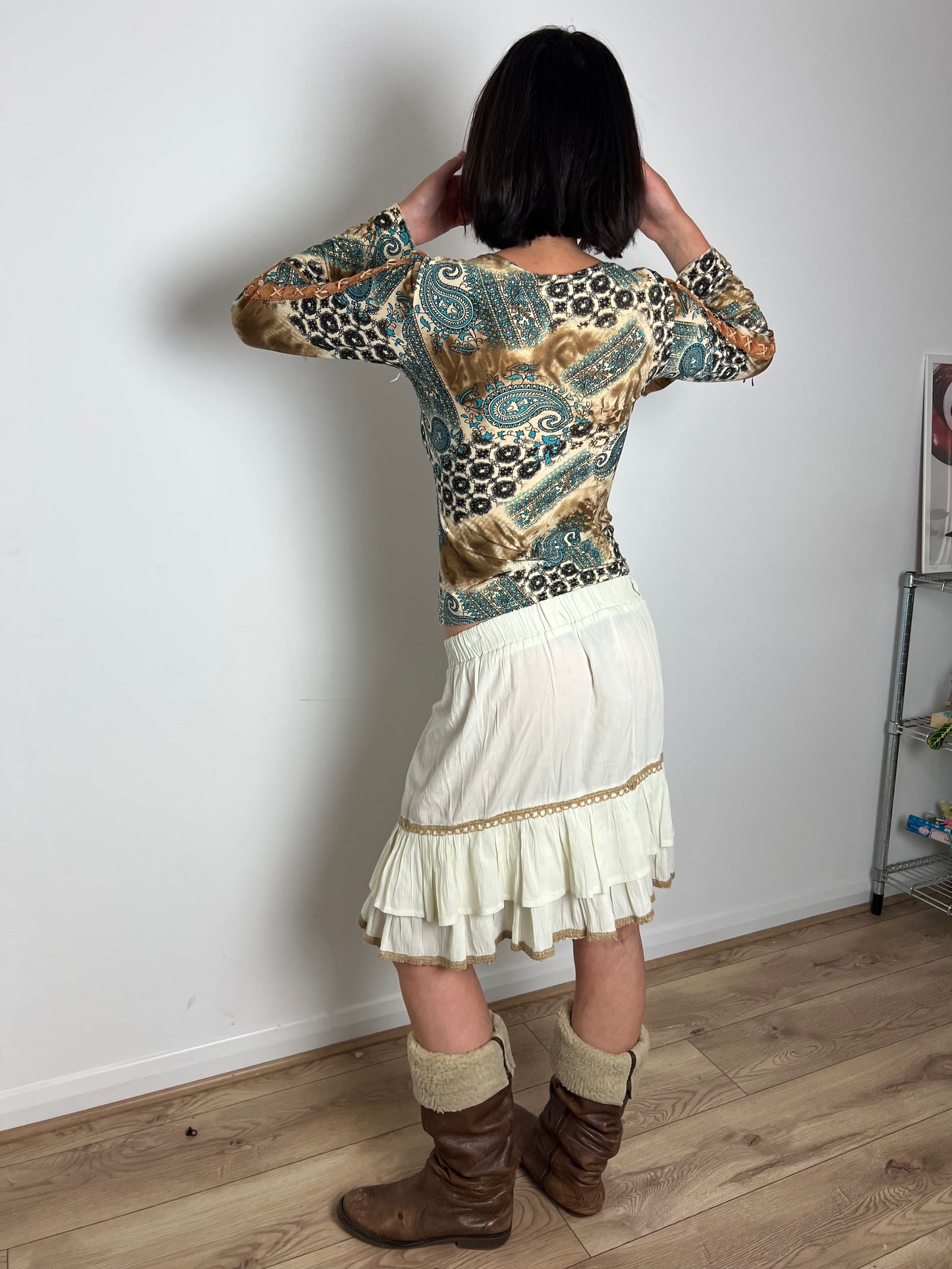 Vintage tiered ruffle skirt, S