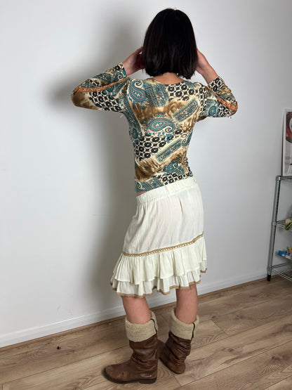 Vintage tiered ruffle skirt, S