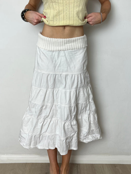 tiered midi skirt, S