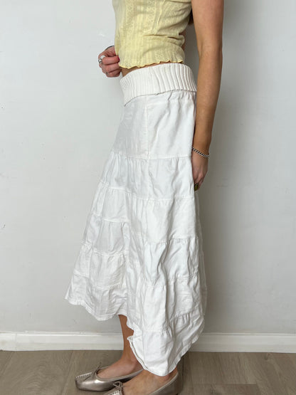tiered midi skirt, S
