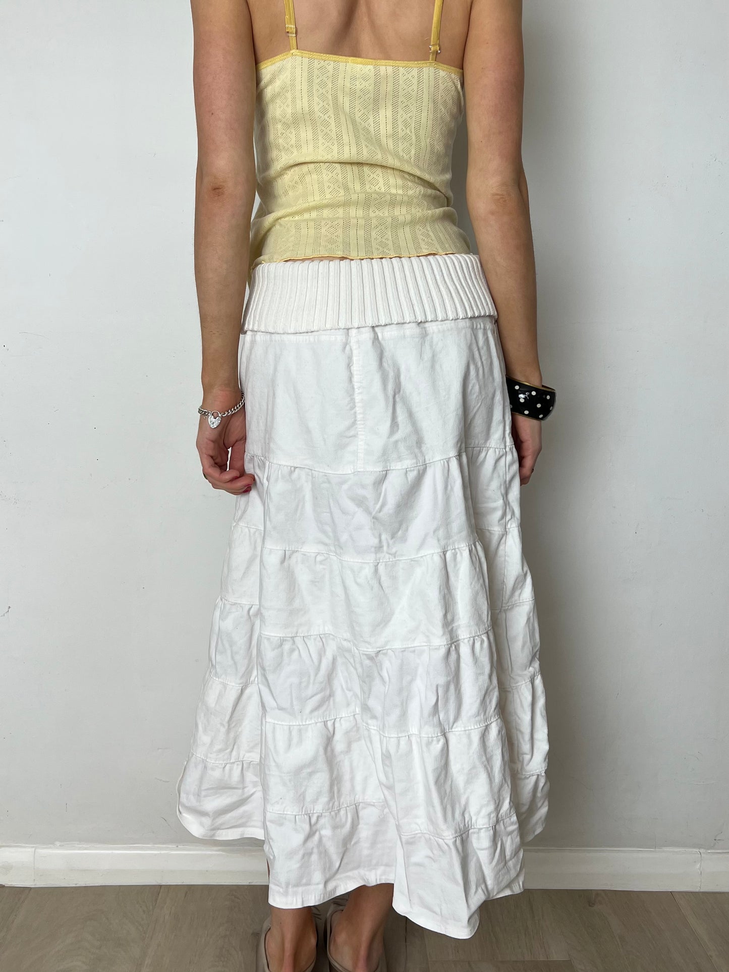 tiered midi skirt, S