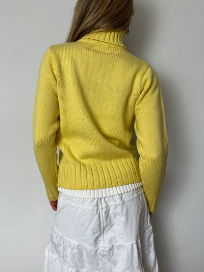 yellow knit turtleneck, M
