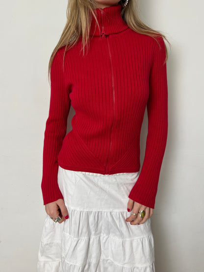 ribbed zip up, M