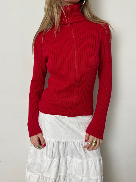 ribbed zip up, M