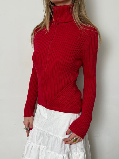ribbed zip up, M