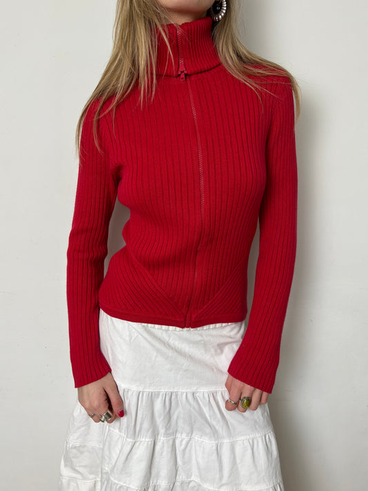 ribbed zip up, M