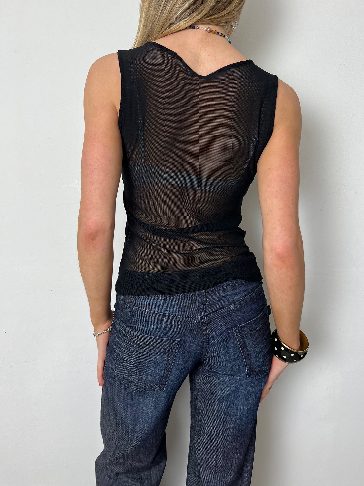sheer beaded top, M